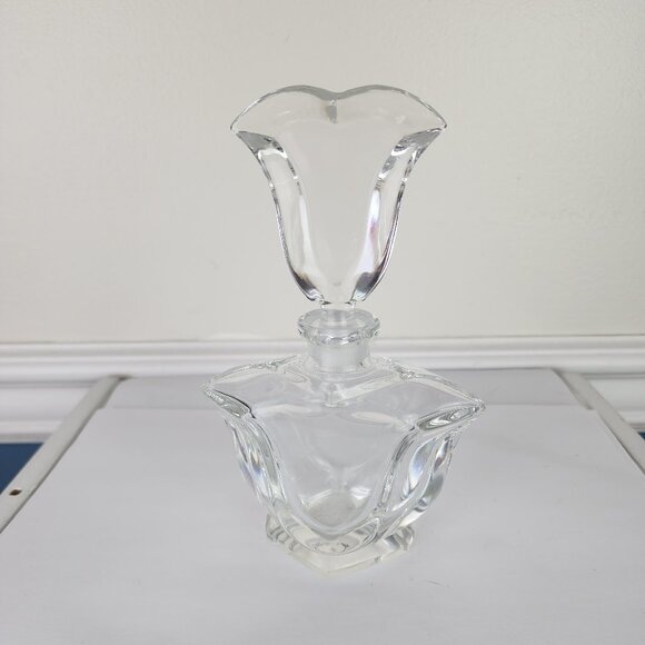 Handmade Clear Lead Crystal Vintage Perfume Bottle With Stopper - Picture 3 of 6